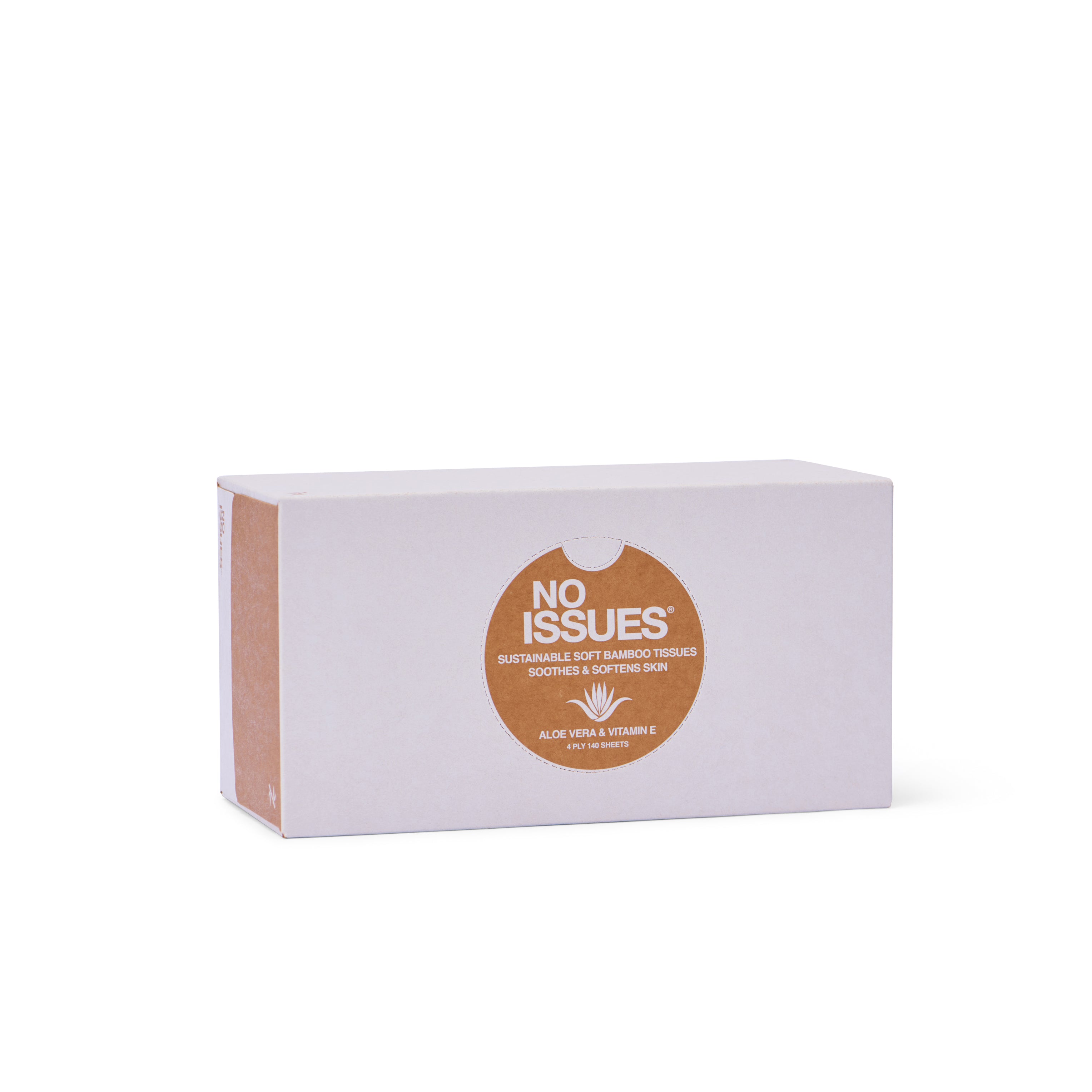 No Issues 4Ply Tissues With Aloe Vera & Vitamin E Assorted 140 pack 100% Bamboo (Nude colorway)