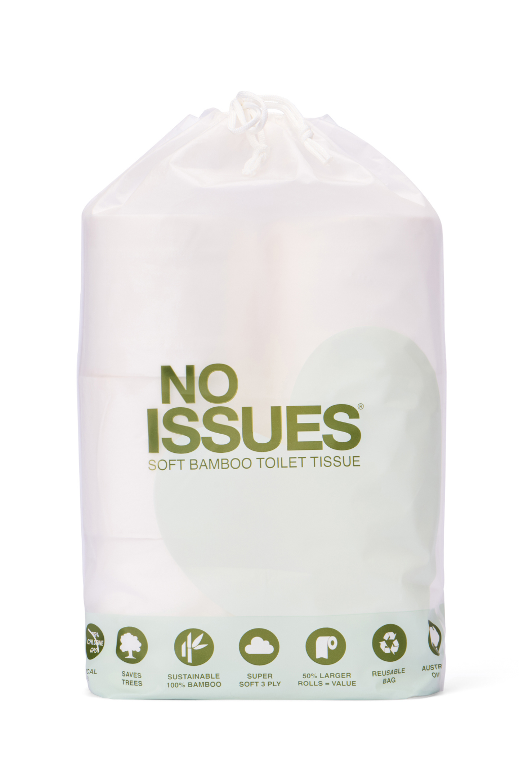 No Issues Bamboo Toilet Paper 6 pack (Green Hearts)