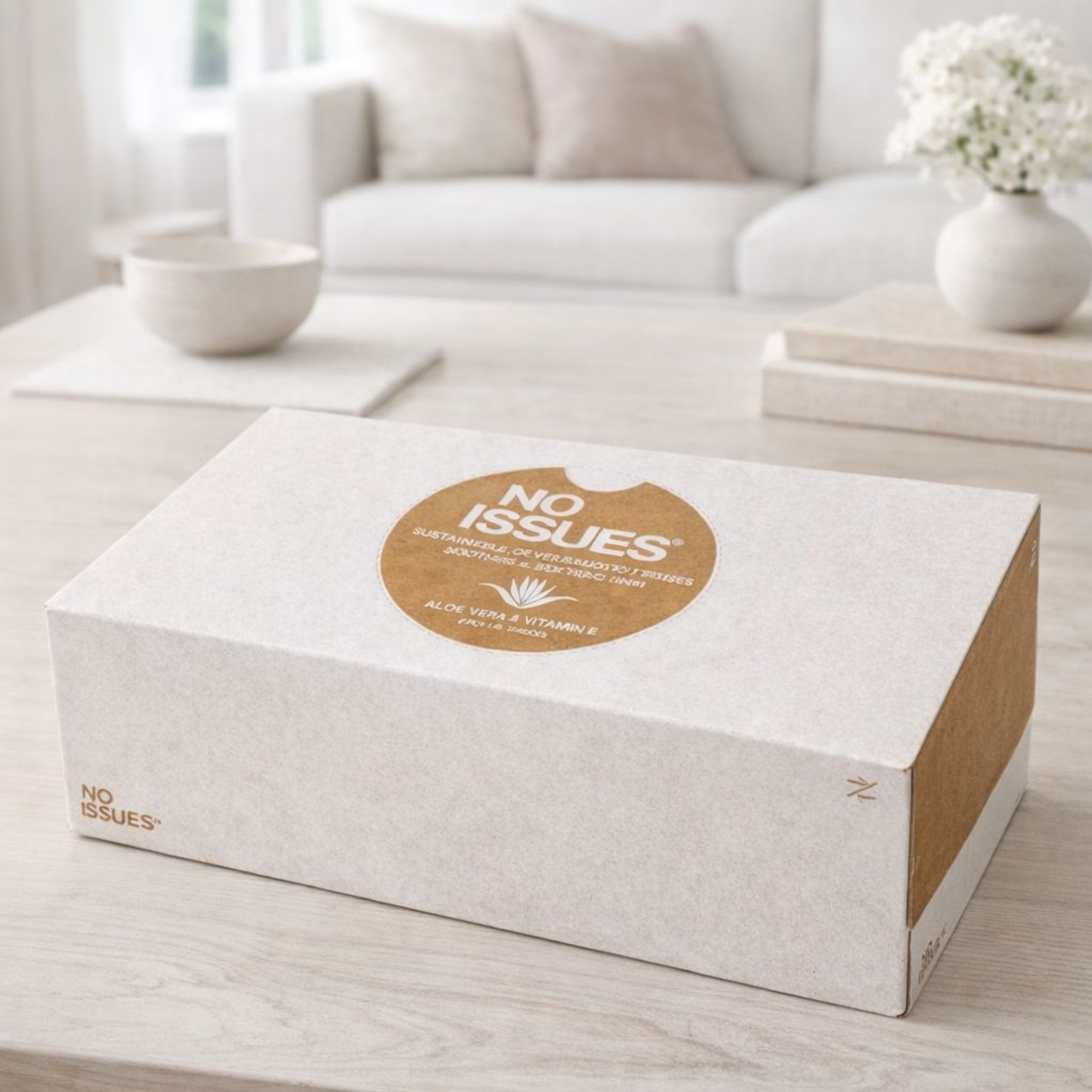 No Issues 4Ply Tissues With Aloe Vera & Vitamin E Assorted 140 pack 100% Bamboo (Vanille colorway)